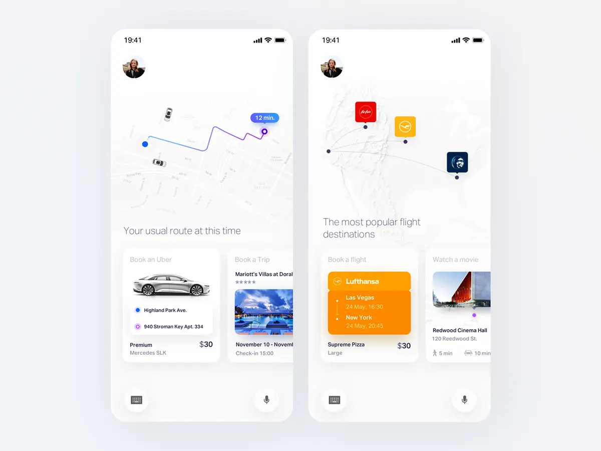 Home page suggestions for an AI assistant