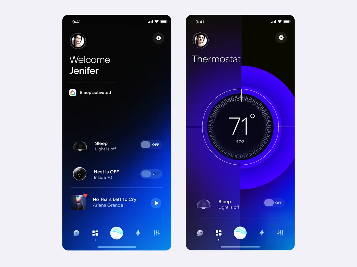 Night smart home dashboard