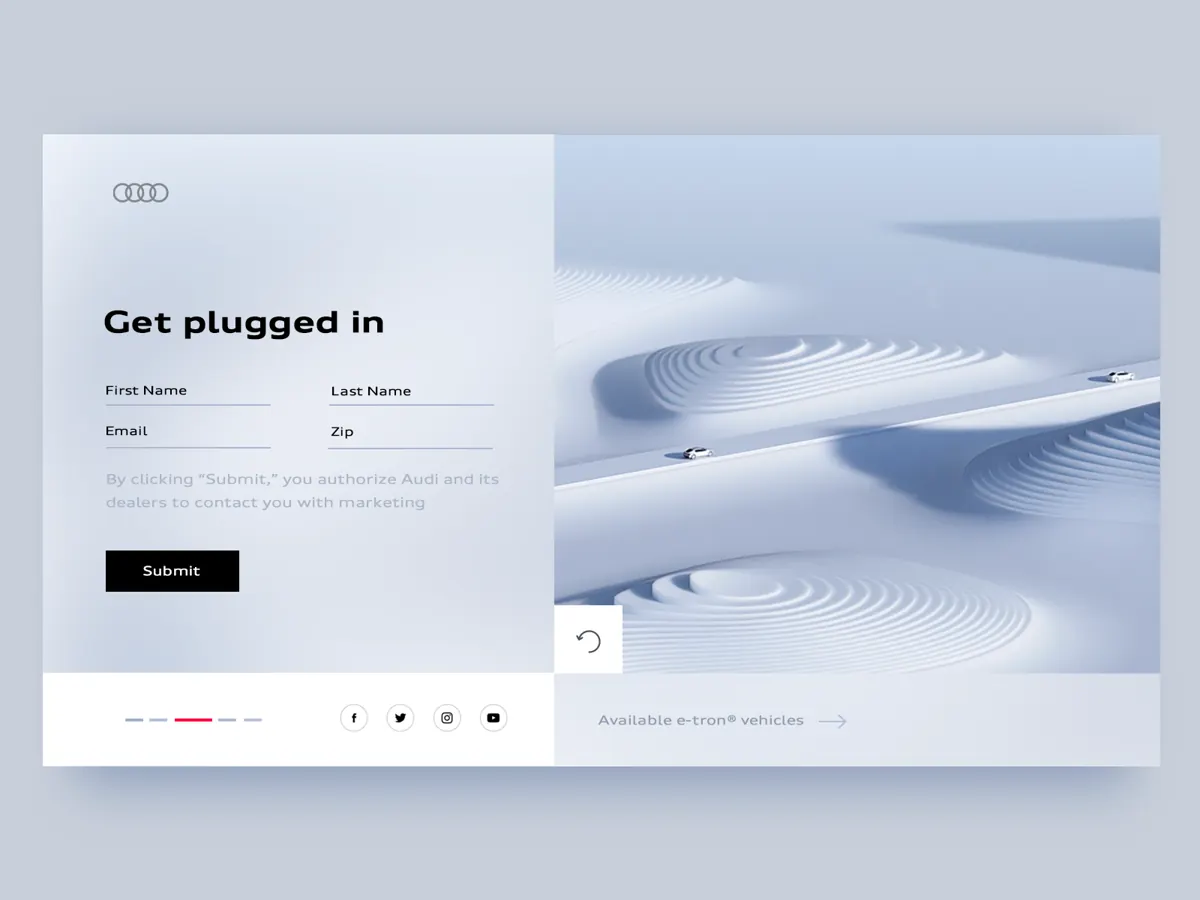 Audi e-tron landing page