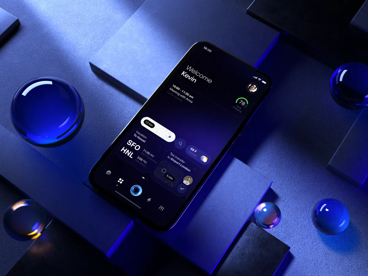 Dark mode AI home screen