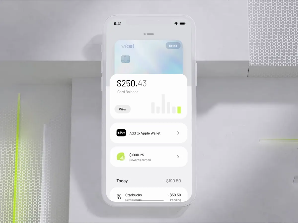 Credit card slider for iOS bank