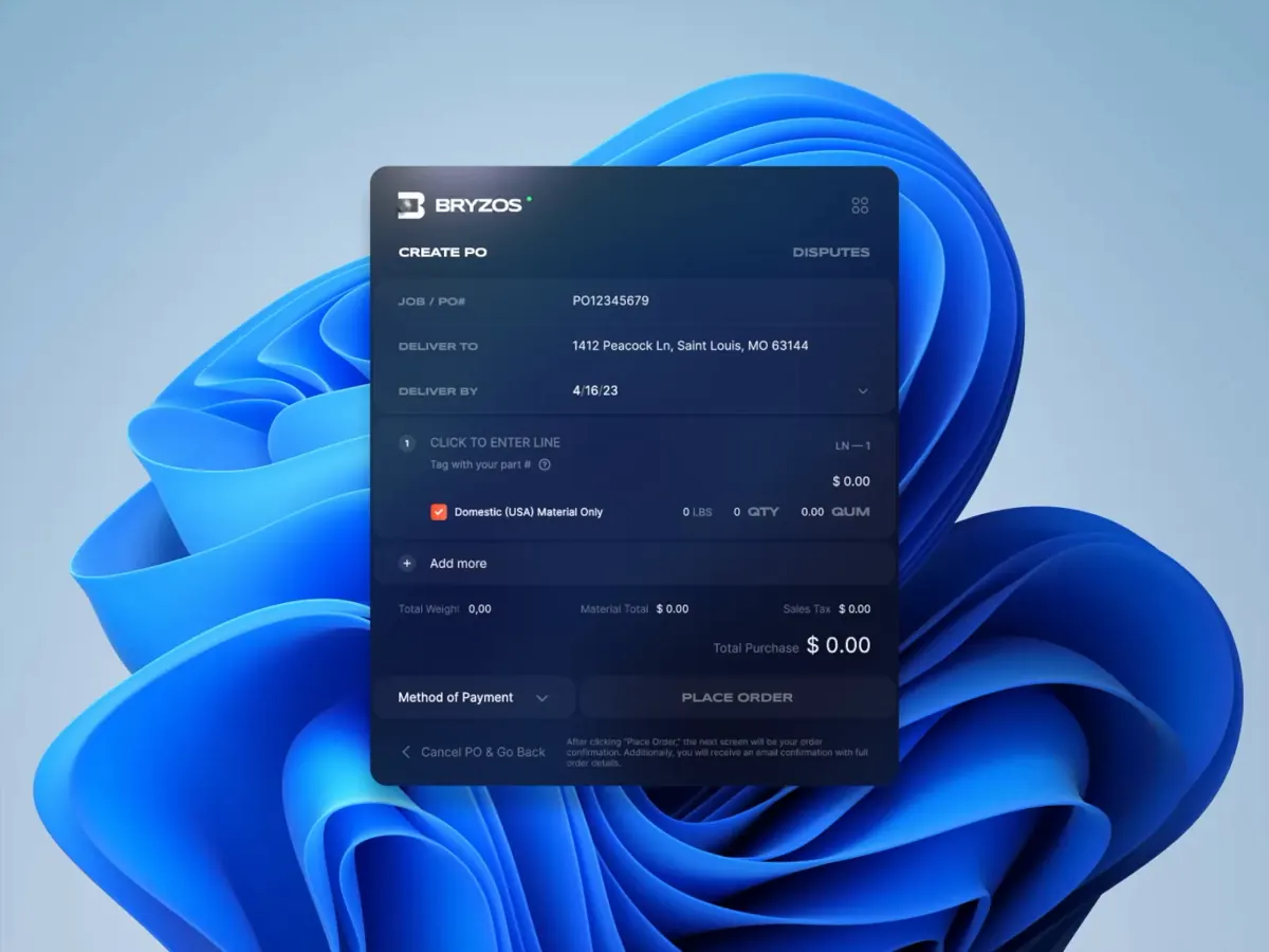 Bryzos purchase order widget