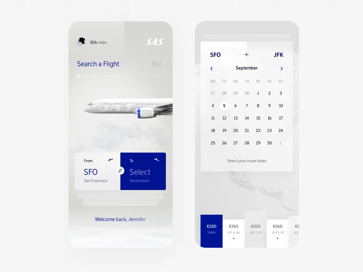 SAS iOS app flight search