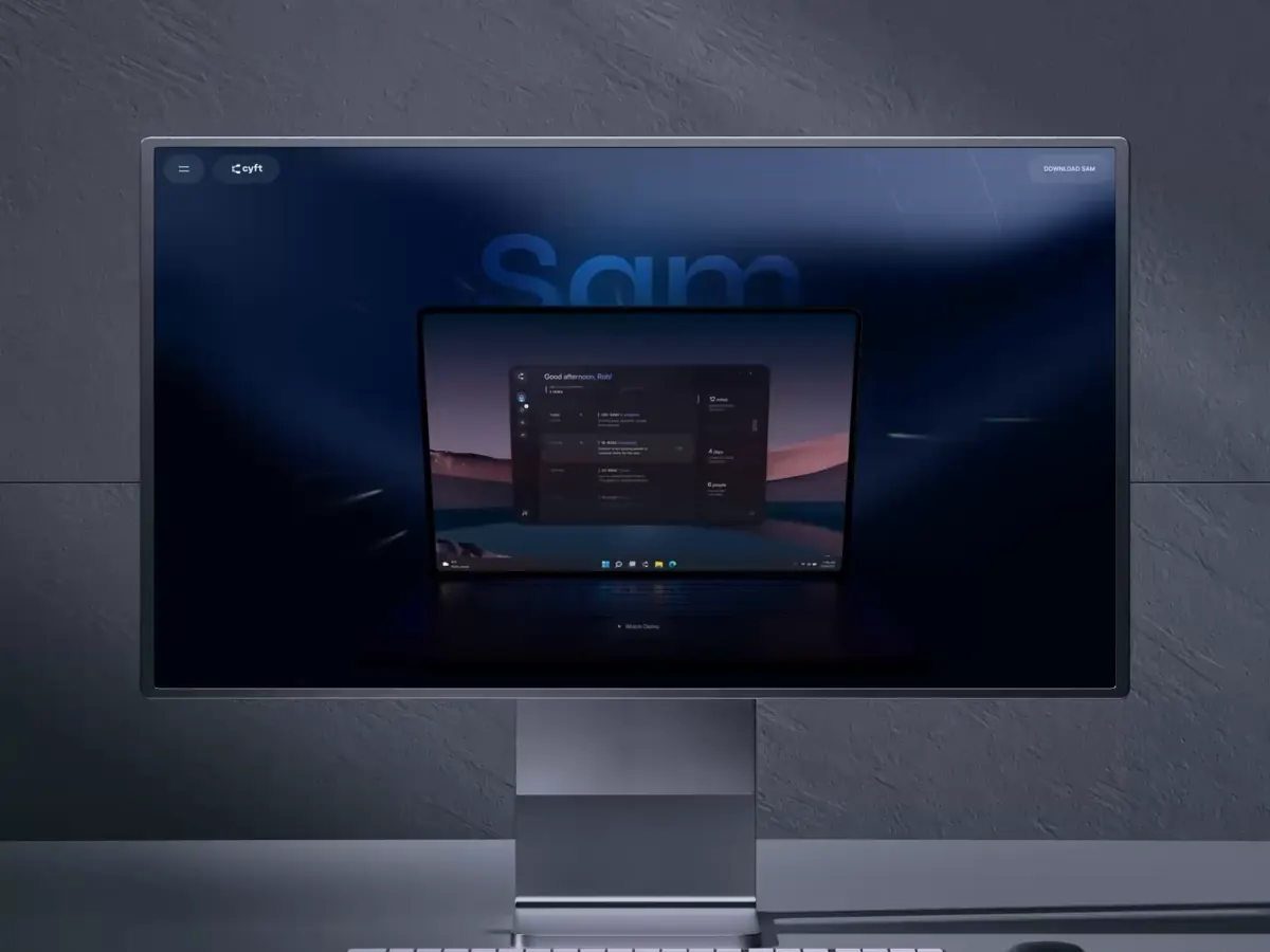 Cyft landing page for the Sam AI agent