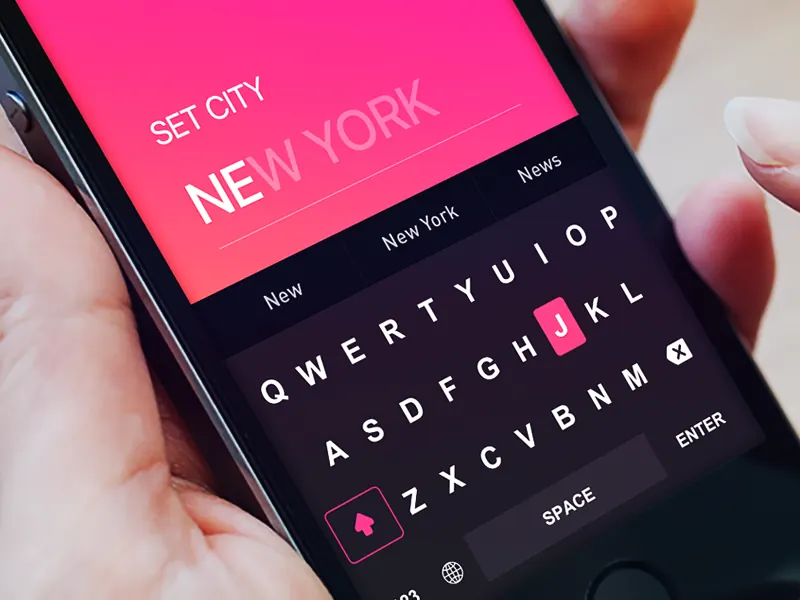 Tinder Travel keyboard input