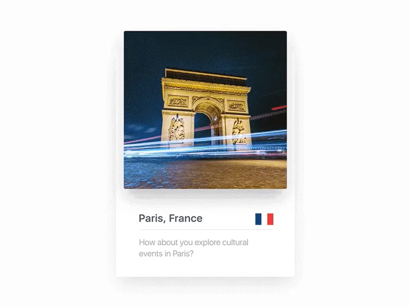 Time-lapse cards for a travel app