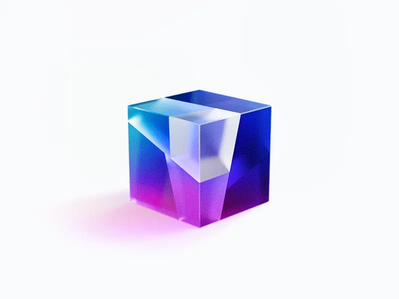 Frosted glass cube for a product philosophy