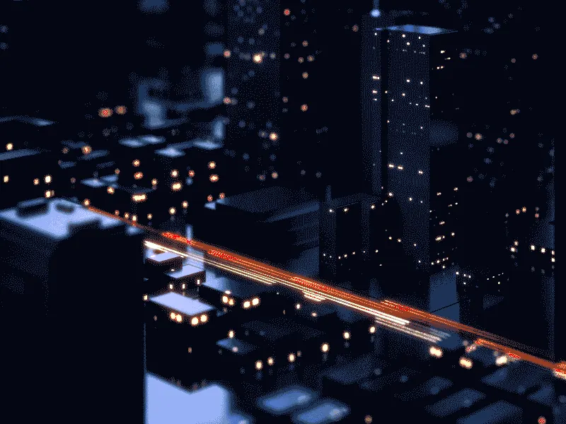 Night city landing animation for automotive HMI