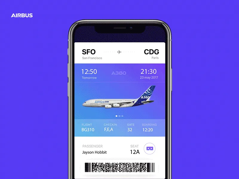 AR in-flight experience for the Airbus A380
